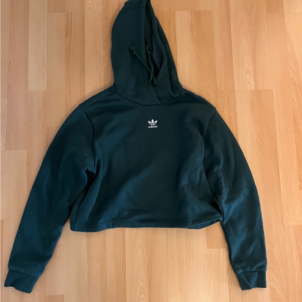 adidas Cropped Dark Green Hoodie Sweater